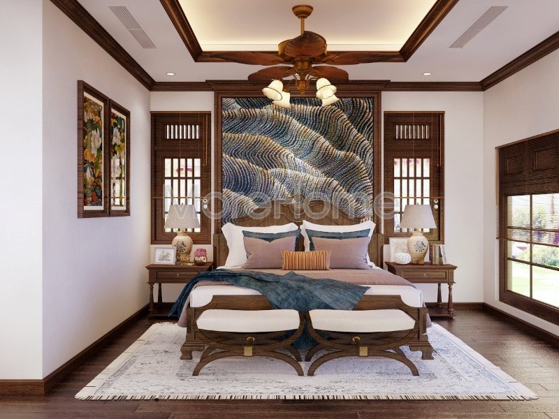 Giường ngủ gỗ tân cổ điển đẹp cho biệt thự Pleiku Gia Lai